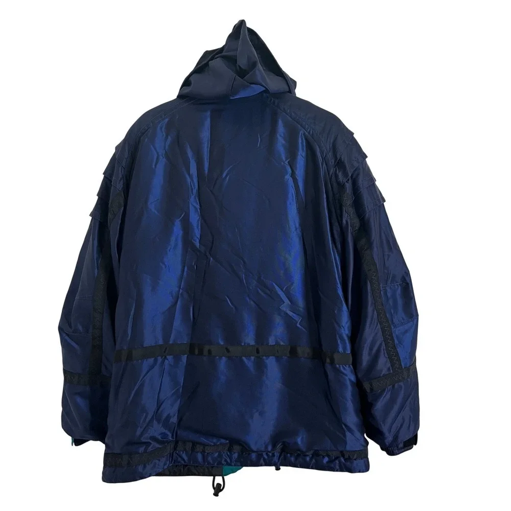 VTG Descente Men's Navy Teal Ski Snowboard Jacket Hooded Zip Up‎ Winter size XL